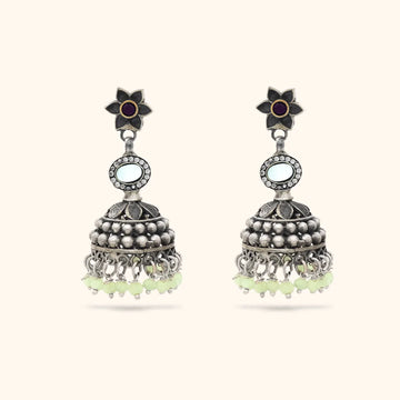 White Stone 925 Silver Jumkas For Womens